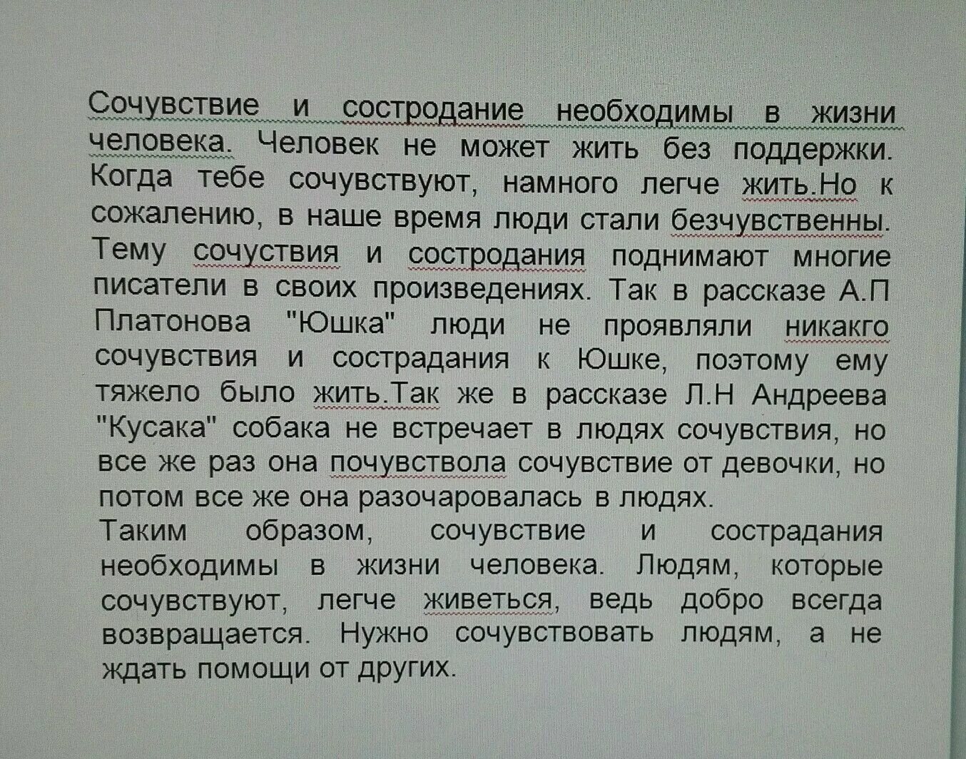 Сострадание в рассказе юшка сочинение рассуждение