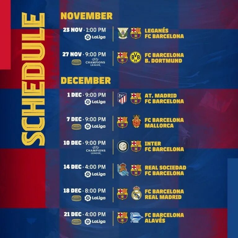 Барселона расписание матчей 2024