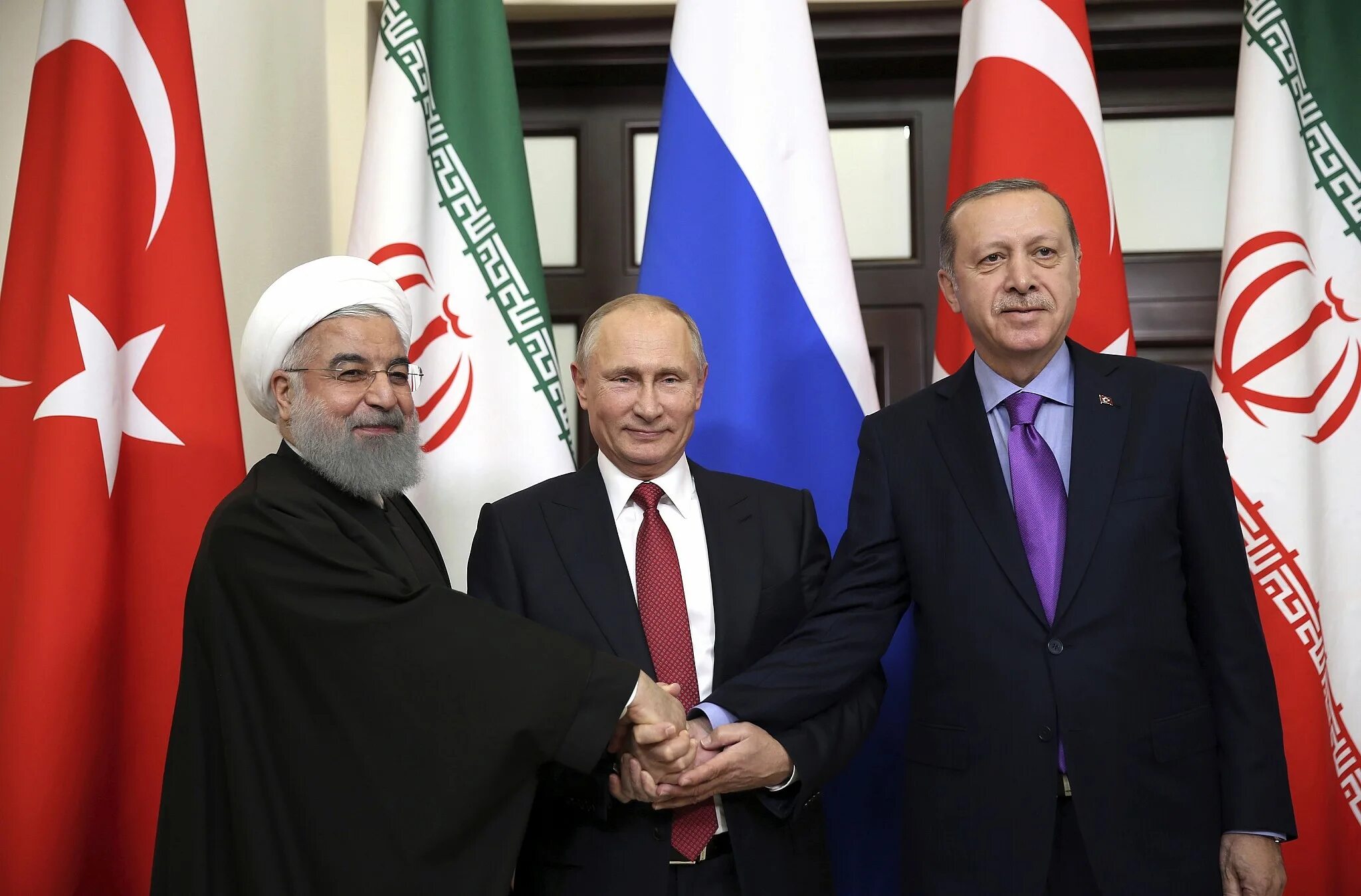 Встреча Путина Эрдогана и Хаменеи. Россия Турция Иран си рия. Лавров и Роухани.