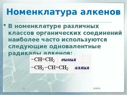 Характеристика класса алкены