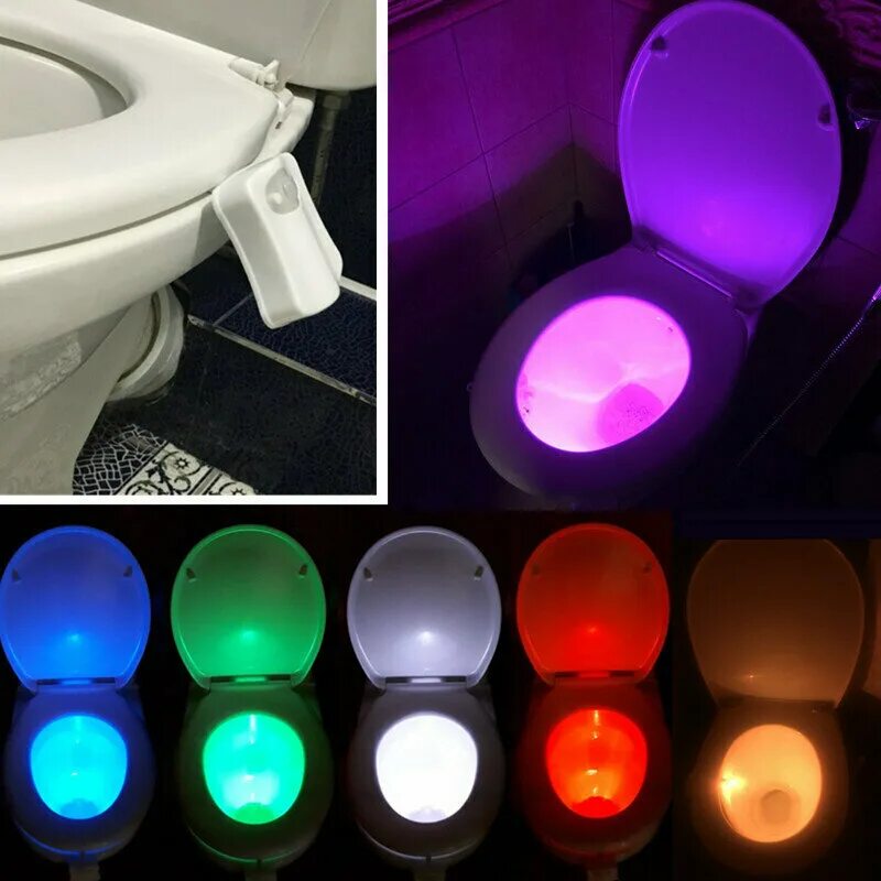 туалетная лампочка. туалетная лампочка. унитаз с ргб подсветкой. подсветка для унитаза led с датчиком движения light bowl. лампа в туалет.