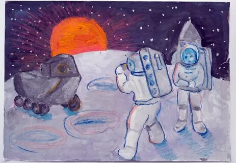Рисунок луны на день космонавтики