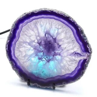 украшения-окрашенный фиолетовый минеральный рок Geode Druzy ломтик светодио...