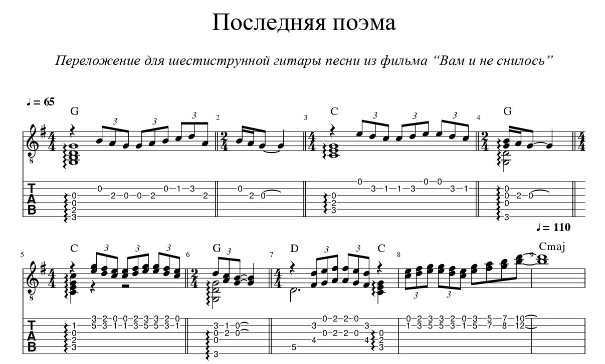 Гитара аккомпанемент песен