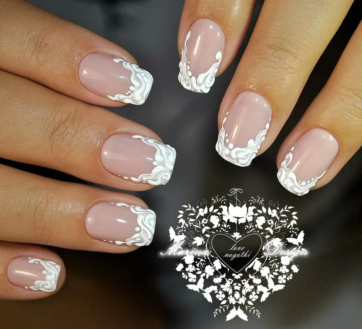 Свадебный маникюр френч. Свадебный френч. Свадебный маникюр френч. Свадебный френч на ногтях. Ажурный френч на ногтях.