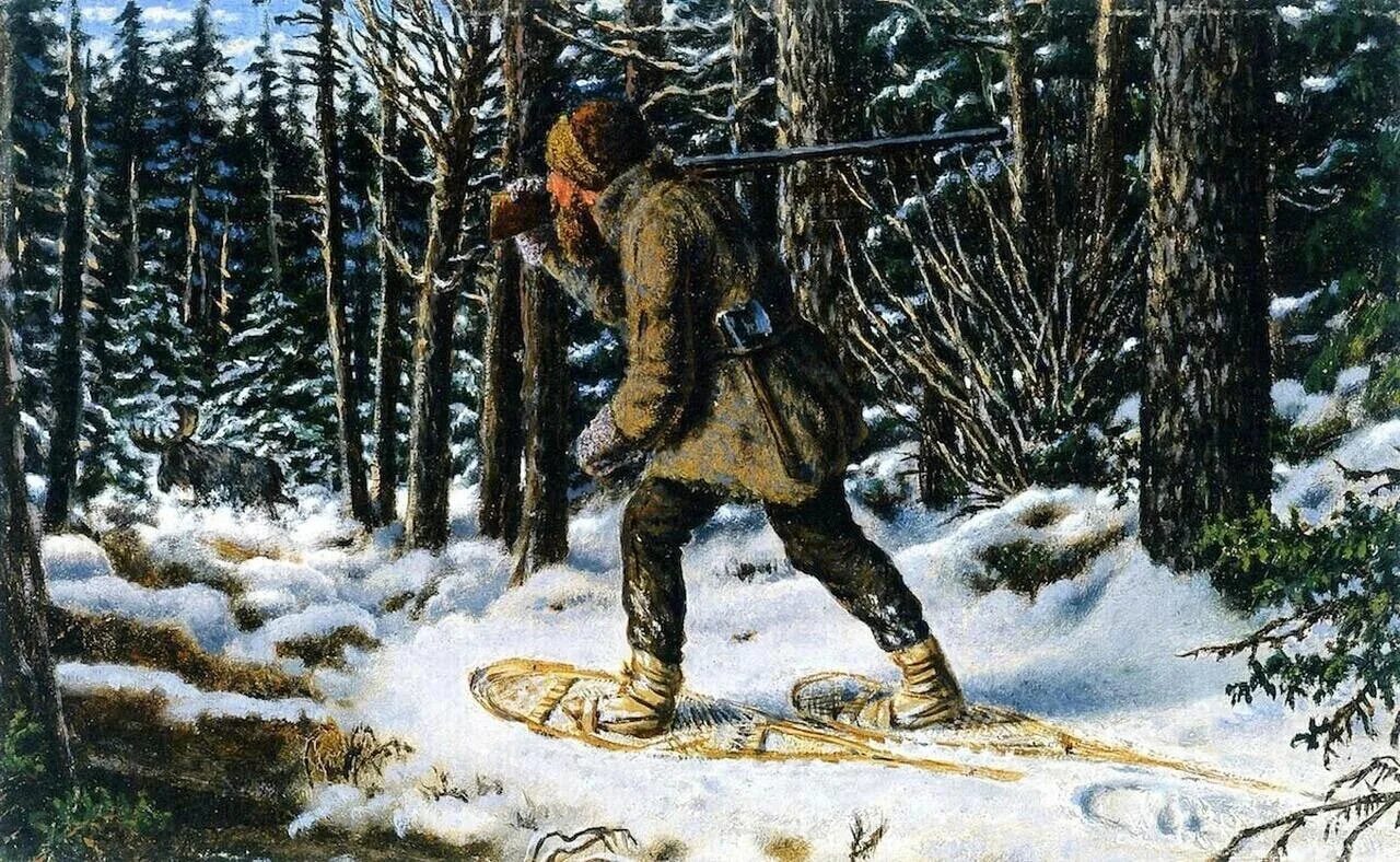 Путники медленно пробирались в глубину лесной чащи. Джордж Ричардсон картины. Охотник зимой в лесу. Охотник в лесу. Картина охотники.