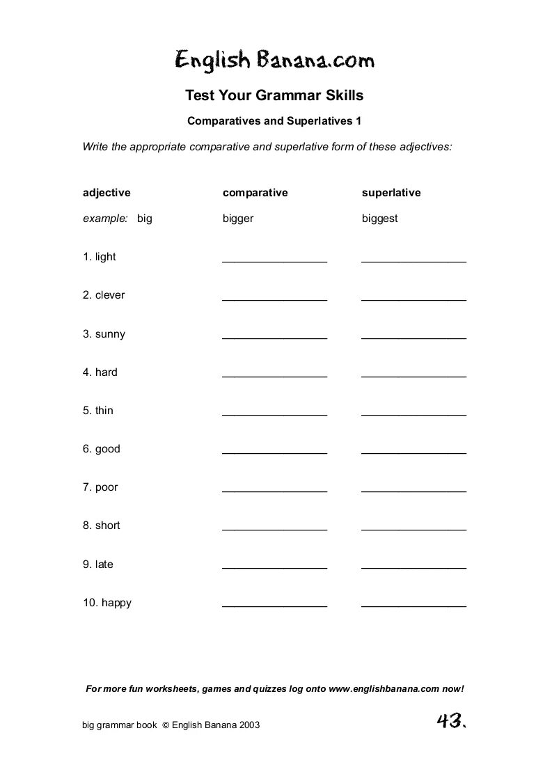 Comparatives and superlatives test. Superlative adjectives Worksheets. Comparatives and Superlatives Worksheets. Grammar Test Comparatives and Superlatives ответы. Comparatives and Superlatives упражнения.