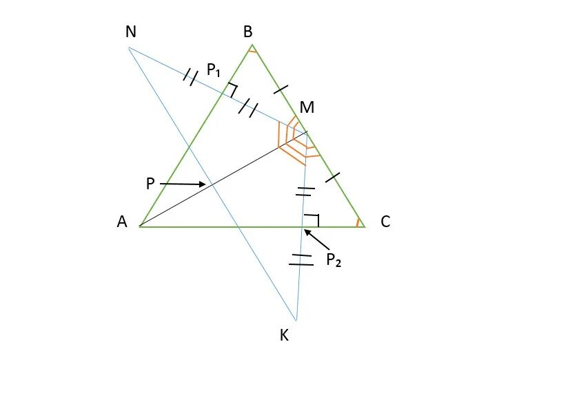 Точка м середина. Точка м середина стороны вс треугольника АВС, точки м и к симметричны. ЕСВ = треугольник mc2. ЕСВ = треугольник mc2 рисунок. На рисунке MNL xyz тогда MN.