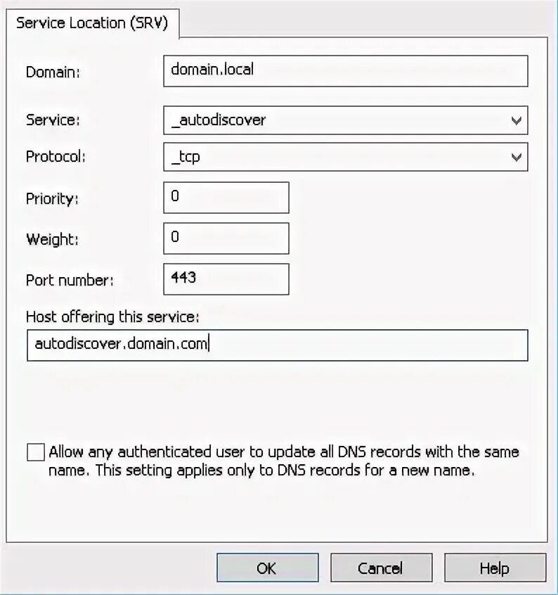 Domain srv. Srv запись. настройка srv dns autodiscover.