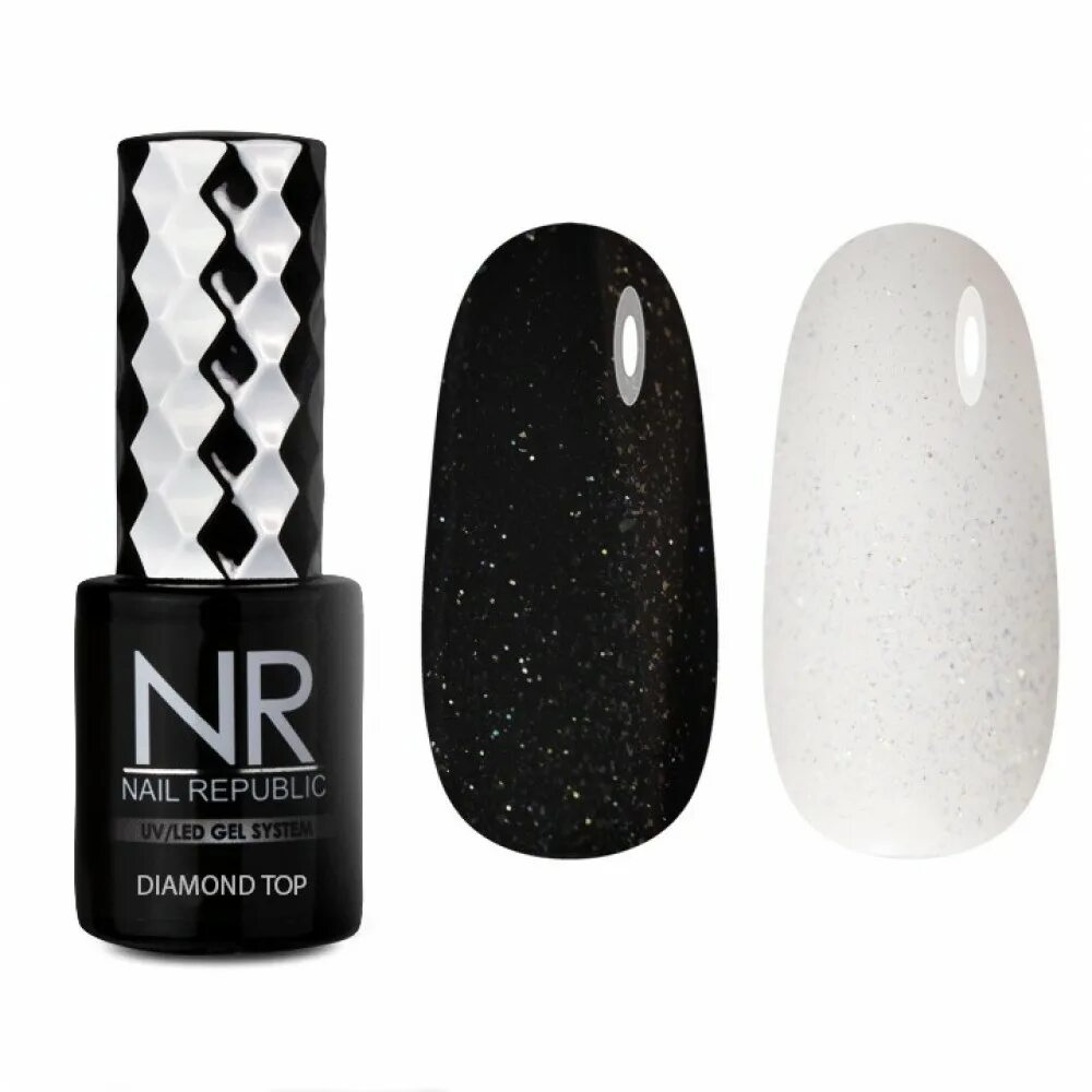 Nail Republic топ с шимером Diamond 01. Nail Republic, Diamond Top - топ для гель-лака с шиммером без липкого слоя №1 (10 мл.). Светоотражающий гель лак Nr Nail Republic. Nail Republic гель лак с шиммером.