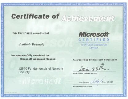 Microsoft certificate