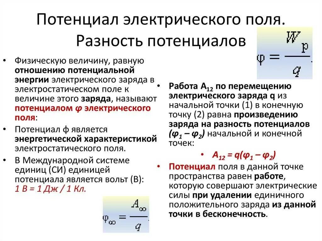 Потенциал разность потенциалов 10 класс формулы. Потенциал поля разность потенциалов. Потенциал электростатического поля и разность потенциалов. Физика потенциал электрического поля и разность потенциалов.