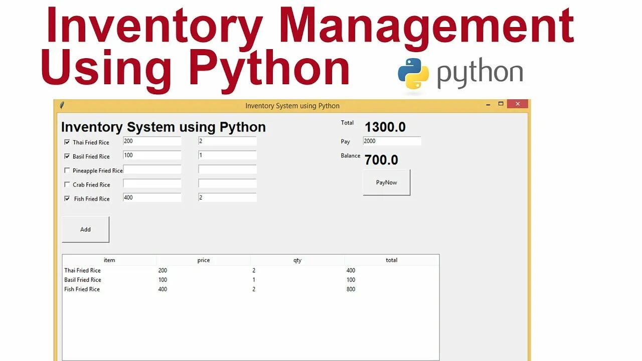 Using system python. Инвентарь в питоне.