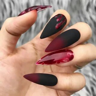 Дизайн ногтей острые красно черные