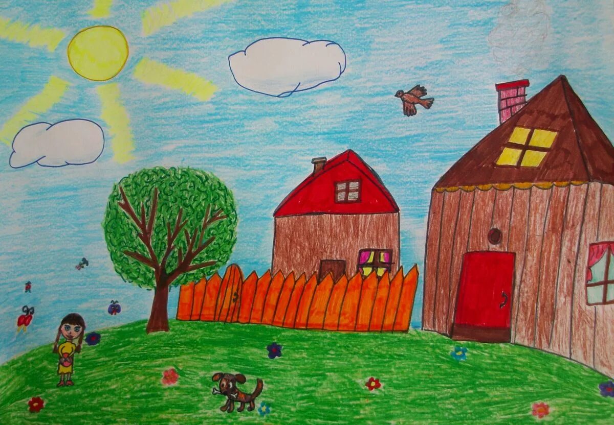 конспект родной дом. деревня вот мой дом родной. деревня рисунок. рисование в детском саду старшая группа. конспект родной дом.