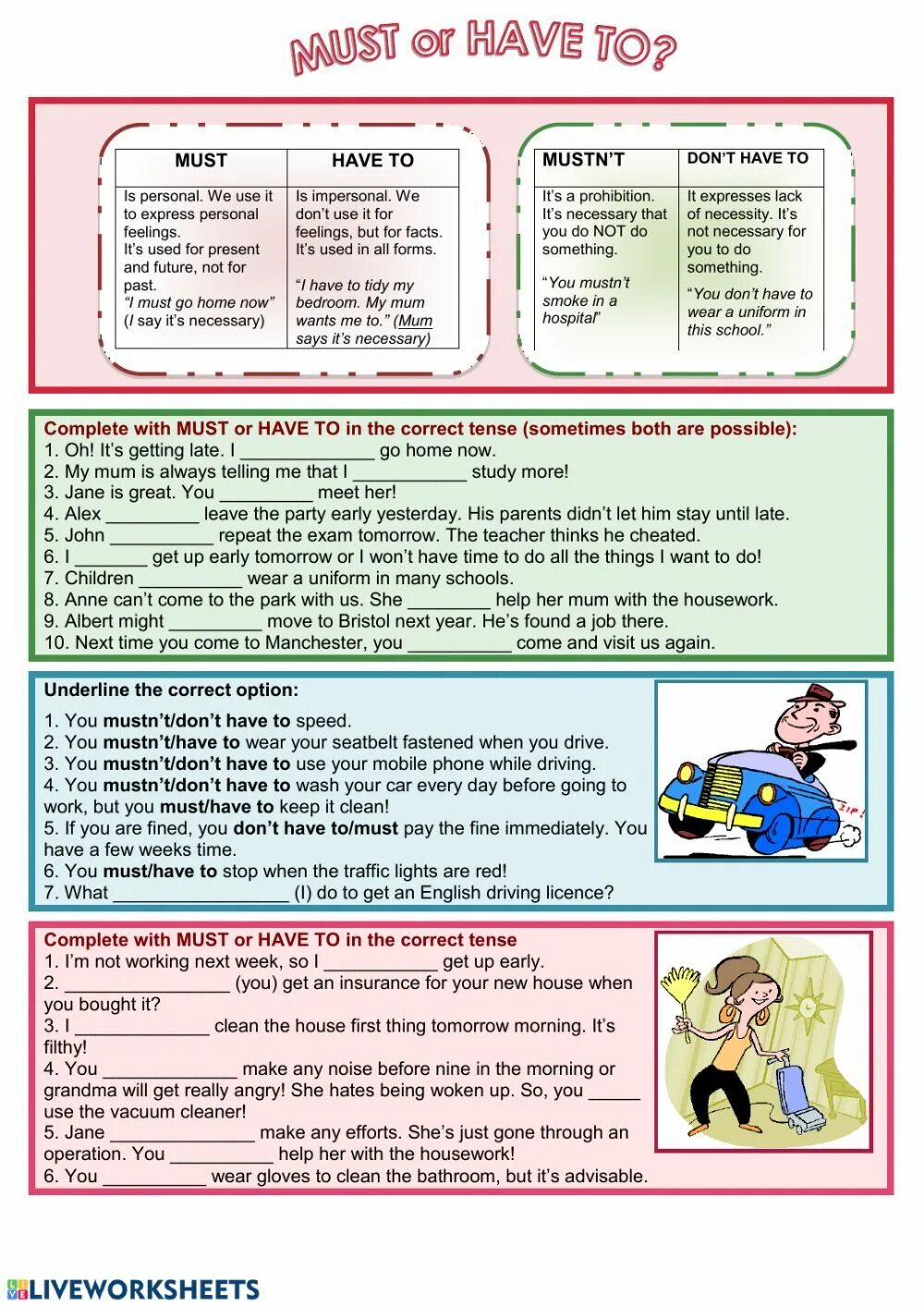 Must mustn t have to упражнения. Модальные глаголы can should must have to Worksheet. Must have to Worksheets. Must have to упражнения Worksheets. Must have to грамматика.