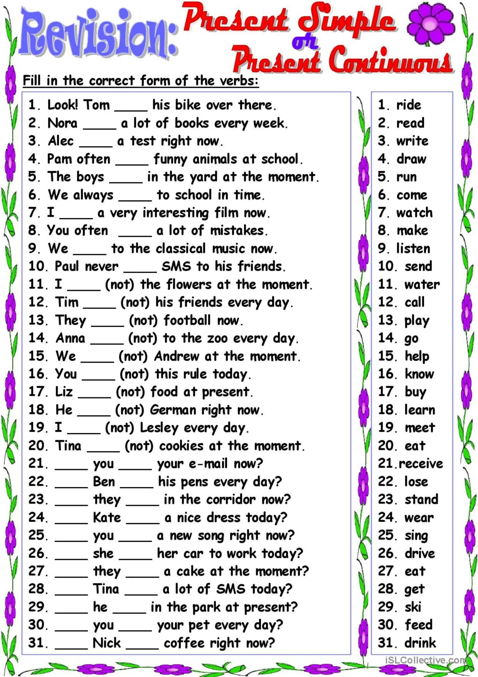 There is a lot to do. Present simple or present Continuous ответы. Present simple present Continuous revision. Present simple present Continuous упражнения Worksheets. Present simple Continuous Worksheets.