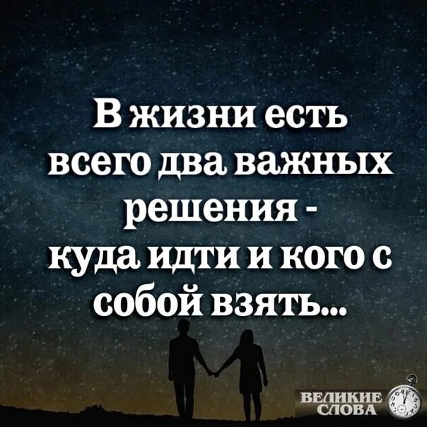 Он решал куда ему идти. В жизни есть всего два важных решения куда идти и кого взять с собой. в жизни есть всего два. в жизни есть два важных решения. в жизни есть всего два важных.