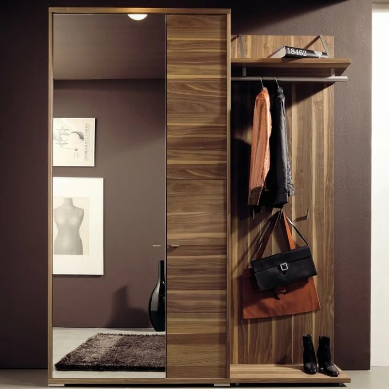 Шкаф с вешалкой в прихожую. Икеа прихожая хемнэс. 1 (вешалка в прихожую) цвет вишня. Маленькая прихожая. Небольшая прихожая.