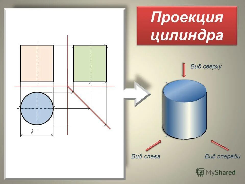 Проецирование цилиндра. Построение аксонометрических проекций цилиндра и конуса. Цилиндр в 3 проекциях. Построение горизонтальной проекции сечения тела плоскостью. Построить аксонометрическую проекцию цилиндра:.