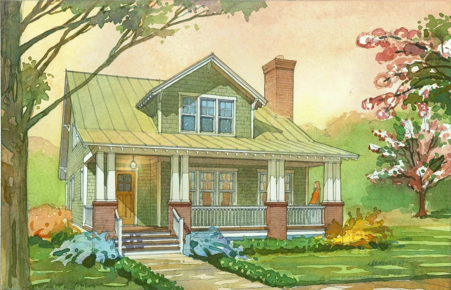 маленькие мансардные дома с эркером. рисунки домов и коттеджей. дом рисунок. дом цветными карандашами. домик с верандой карандашом.