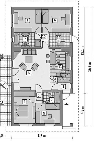 Проекты узких одноэтажных домов. Планировка узкого дома 7 на 12. Дом ширина 4 м. Удобные планировки двухэтажных домов. Дом ширина 4 м.