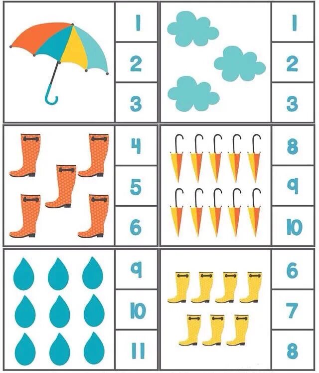 Дидактическая работа по математике. Математические карточки для дошкольников. Соотнесение предметов с цифрой. Соотнесение числа и количества. Соотнести цифры и предметы.