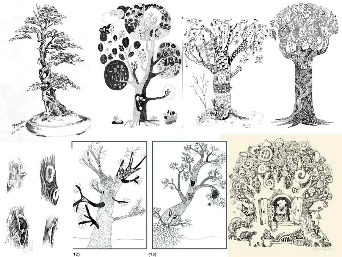 Изо презентация характер линий. Стилизованные деревья. Деревья в графике. Образ дерева в графике. Графическое изображение дерева.