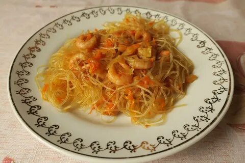 Креветки с фунчозой рецепт