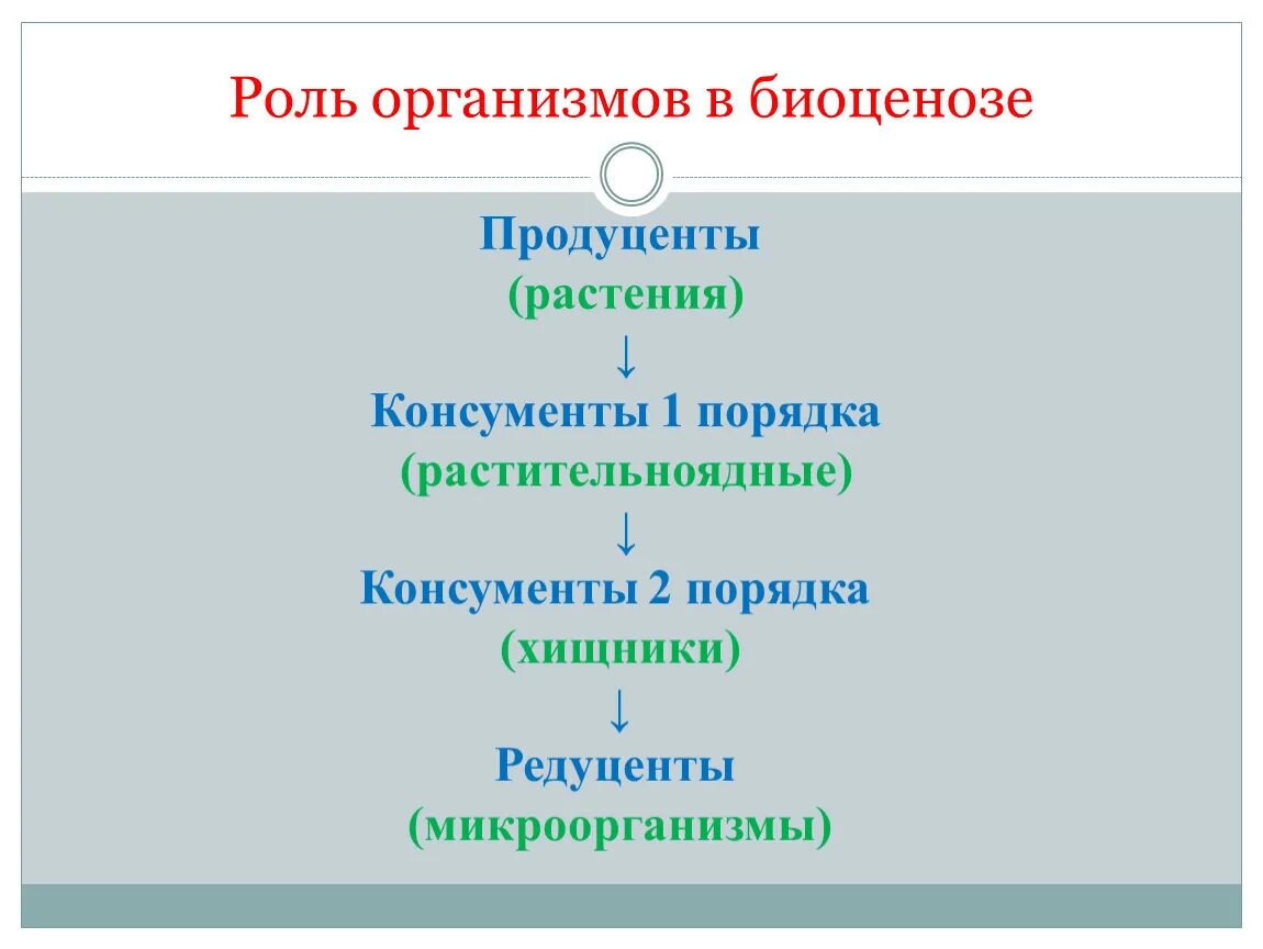 Роль организмов в биоценозе