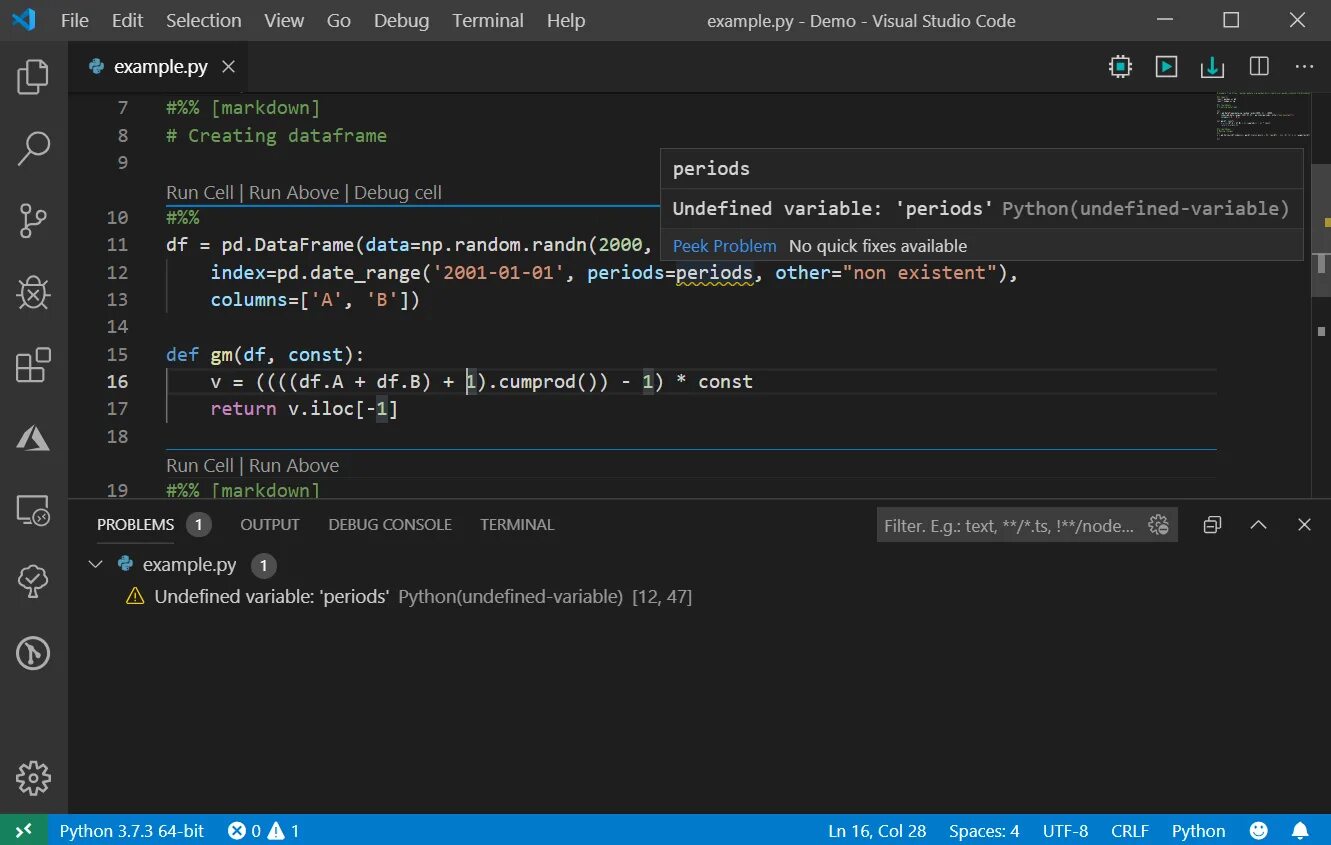 Visual studio code python