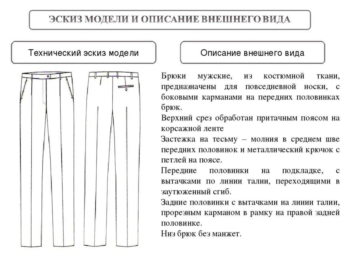 6 брюк словами. Техническое описание модели брюк женских. Техническое описание спортивных штанов. Описание брюк мужских.
