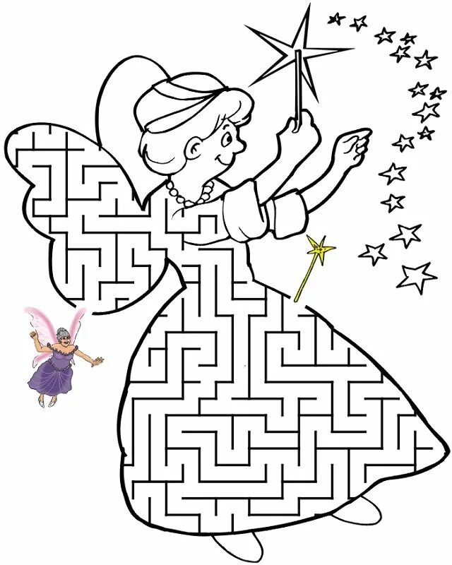 Help little cute princess find path to castle. Labyrinth. Maze game for kids. Bl
