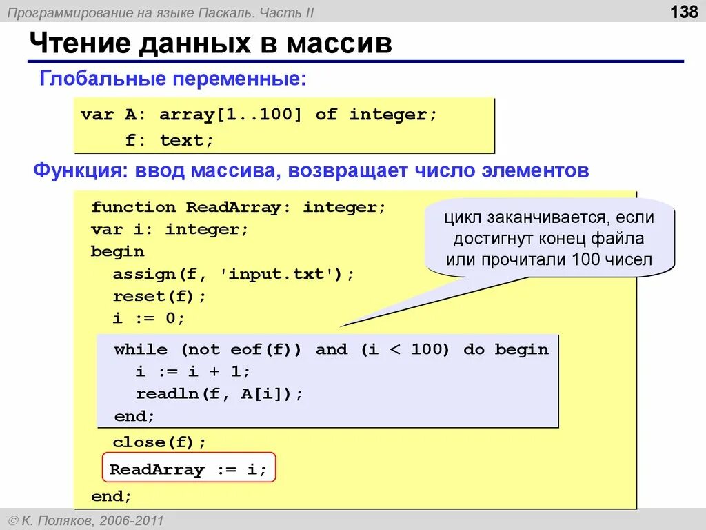 Возвращает количество элементов. Ввод данных массива на языке Pascal. Считывание массива с файла Паскаль. Массивы данных в Паскале. Что такое массив в программировании Паскаль.