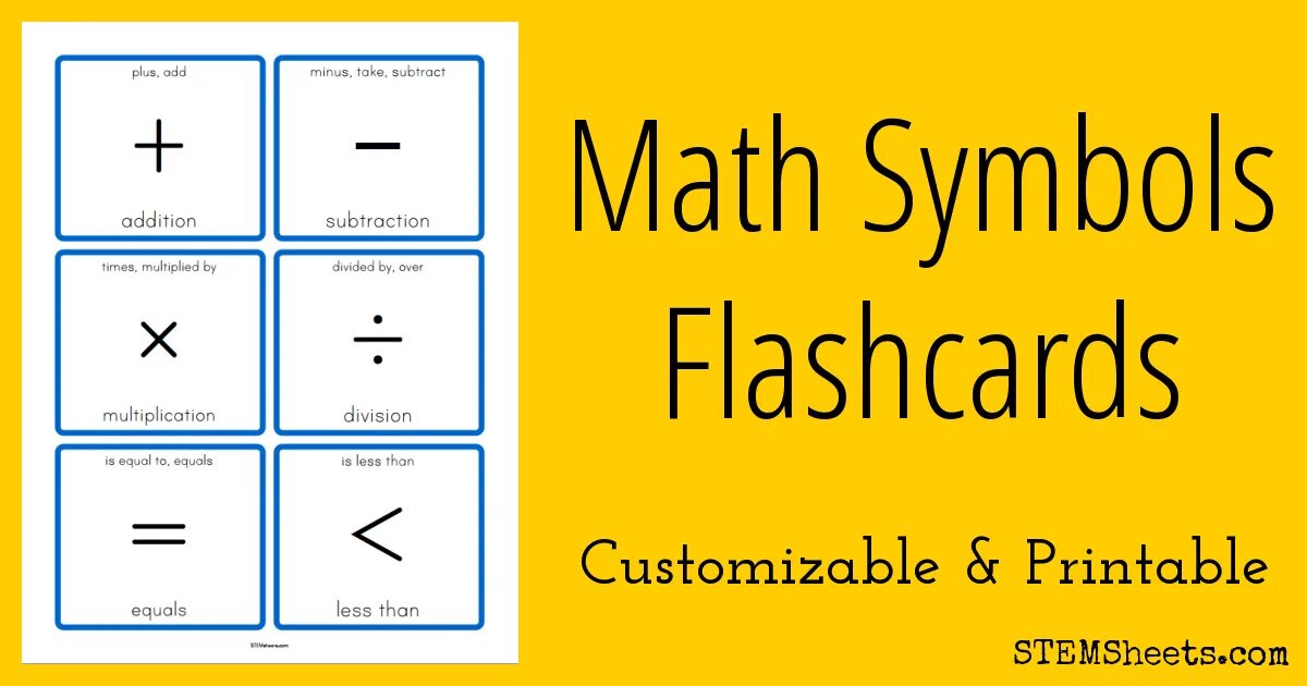 English mathematics. Math sign. Math symbols. Math Flashcards. Mathematical symbols.