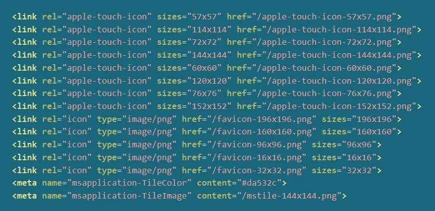 <Link rel="Apple-Touch-icon. Favicon Apple Touch icon. <Link rel="Apple-Touch-Startup-image". Link href.