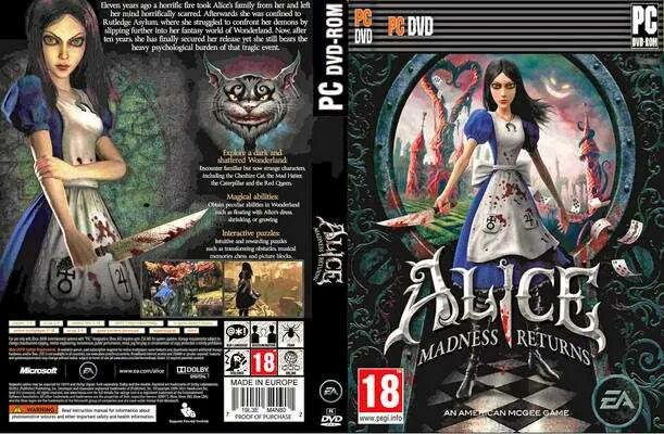 Какие игры показывает алиса. Alice: Madness Returns обложка. Alice Madness Returns диск ПК.