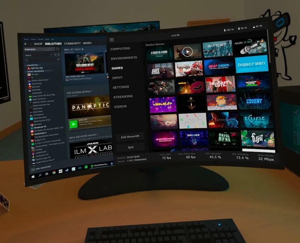 Virtual desktop oculus. Вр стриминг. virtual desktop streamer. oculus quest 2 виртуальный рабочий стол.