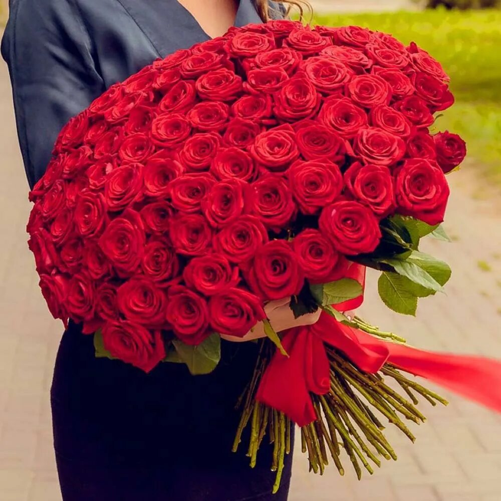 Розы красные (60 см) (101). Букет из красных роз (101роза). Большие букеты доставка