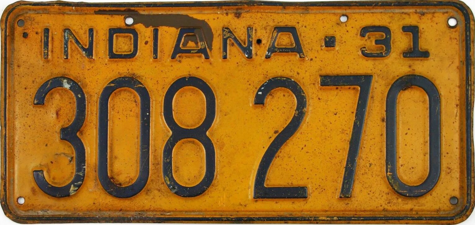 Значок 1931 года. Номерные знаки Индиана. Indiana License Plate. Номерные знаки Филиппин. Автомобильные номера США Индиана.