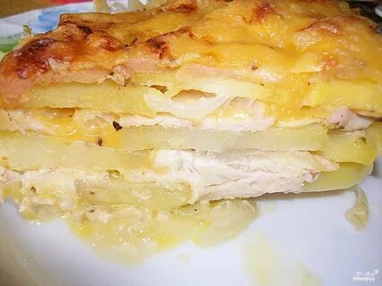 Запеченная картошка с курицей под сыром