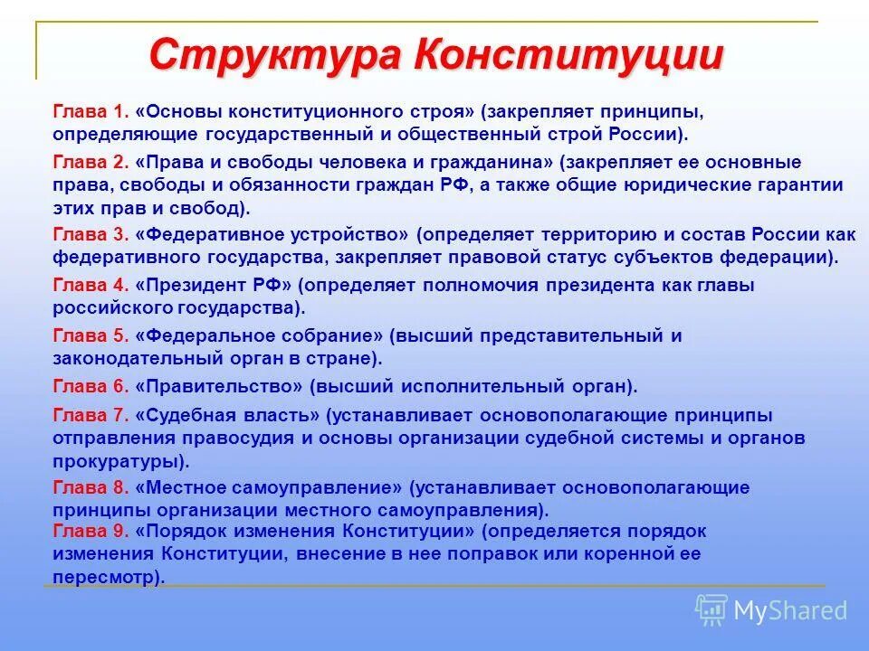 Конституция 1993 содержит главы. Конституция 1993 содержит главы