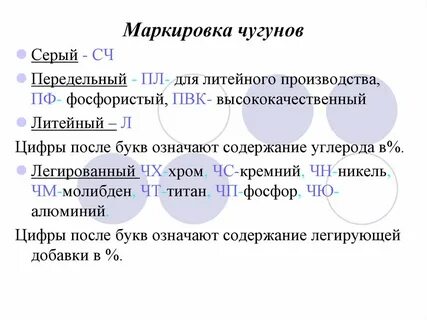 Маркировка чугуна