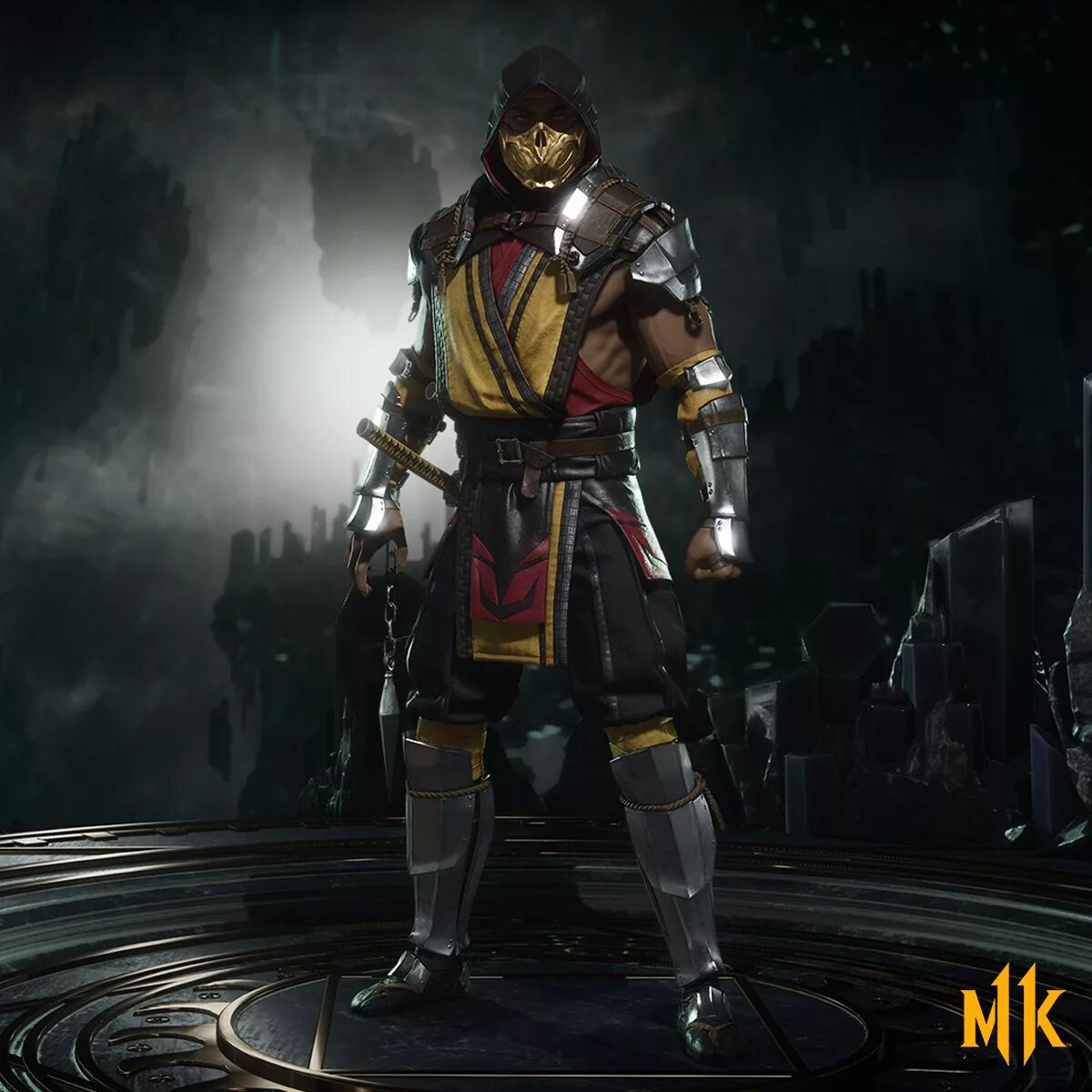 Мортал комбат 11 игроки. Скорпион Mortal Kombat 11. Скррпион мортал комбат11. Скорпион mk11. Ханзо Хасаши Mortal Kombat 11.