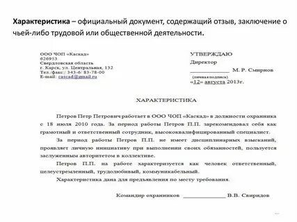 Общая характеристика документа это