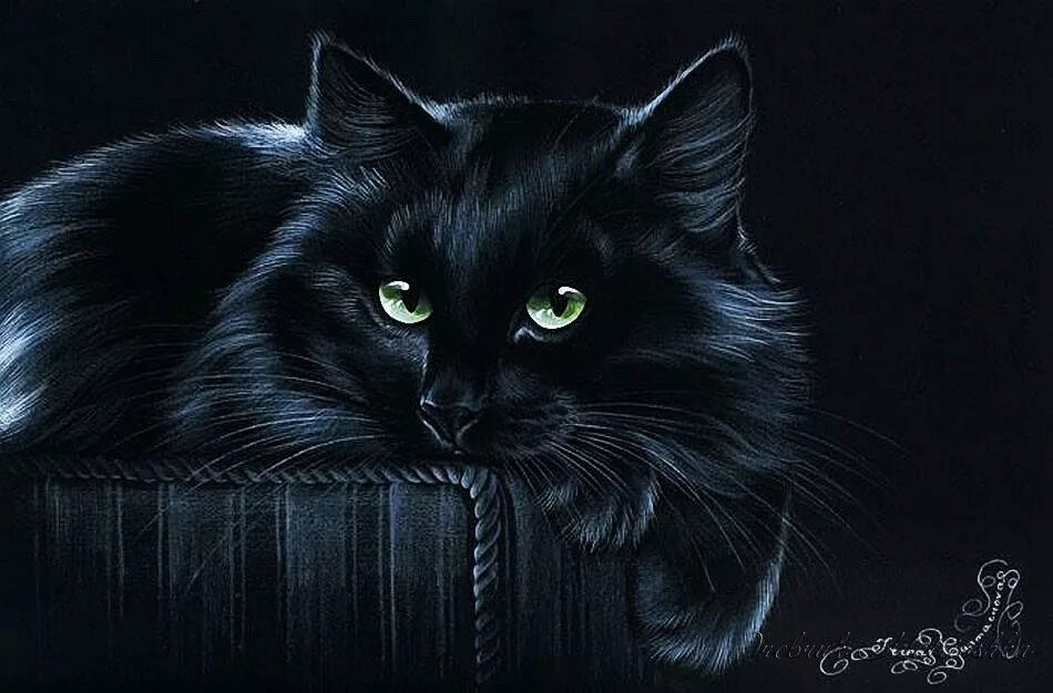 Черная кошка 11. Художница Irina Garmashova-Cawton. Чёрные коты Ирины Гармашовой.