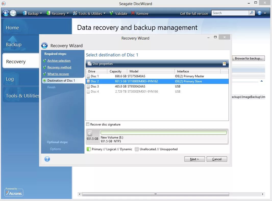 Восстановление backup