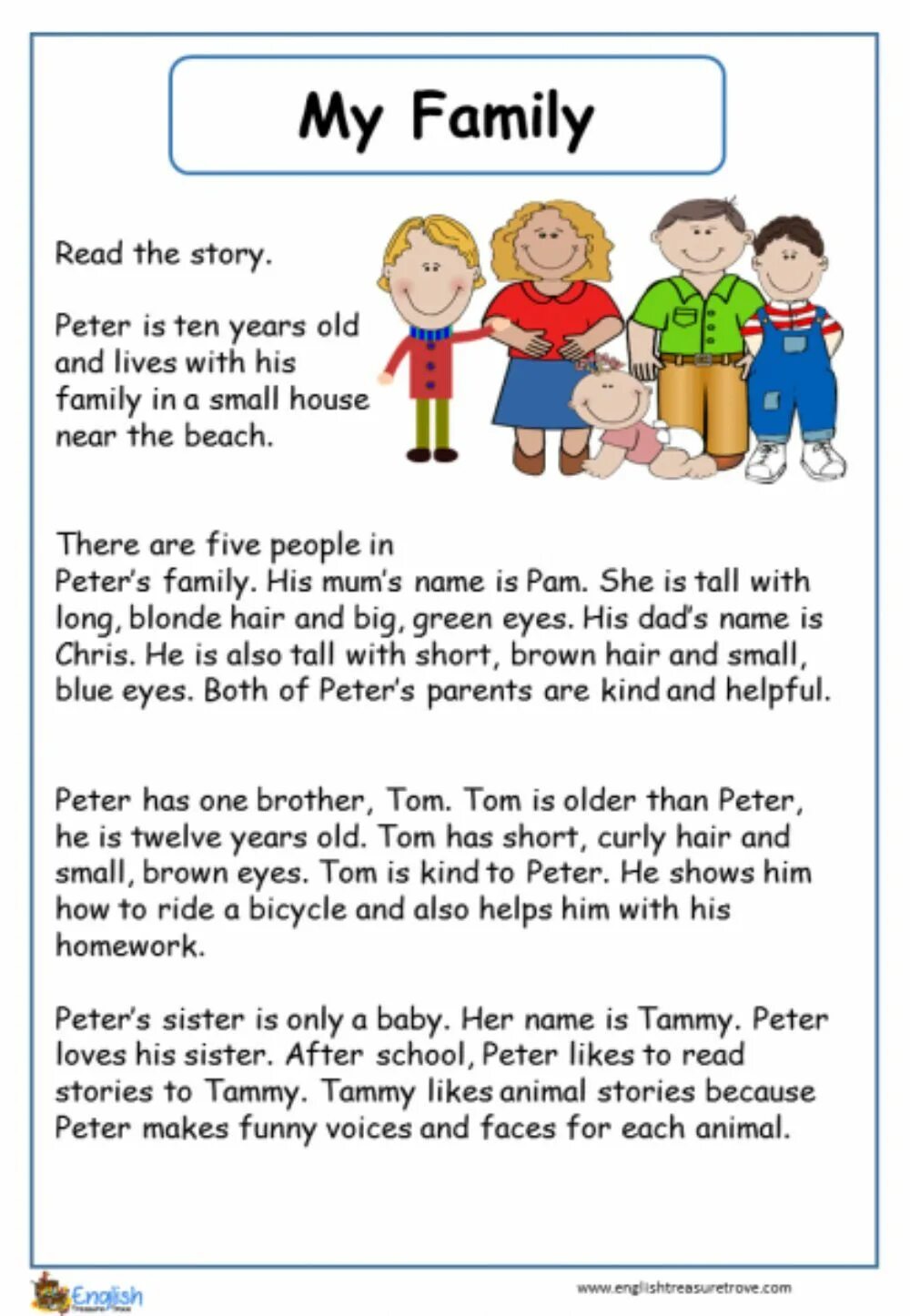 Reading Comprehension английский. Английский my Family\ Worksheet. Чтение my Family for Kids. English for Beginners текст. Write about your family and friends