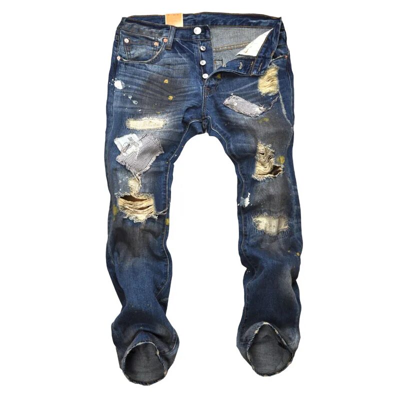 джинсы мужские грязные. грязная одежда. старые брюки. поношенные джинсы. поношенные джинсы.