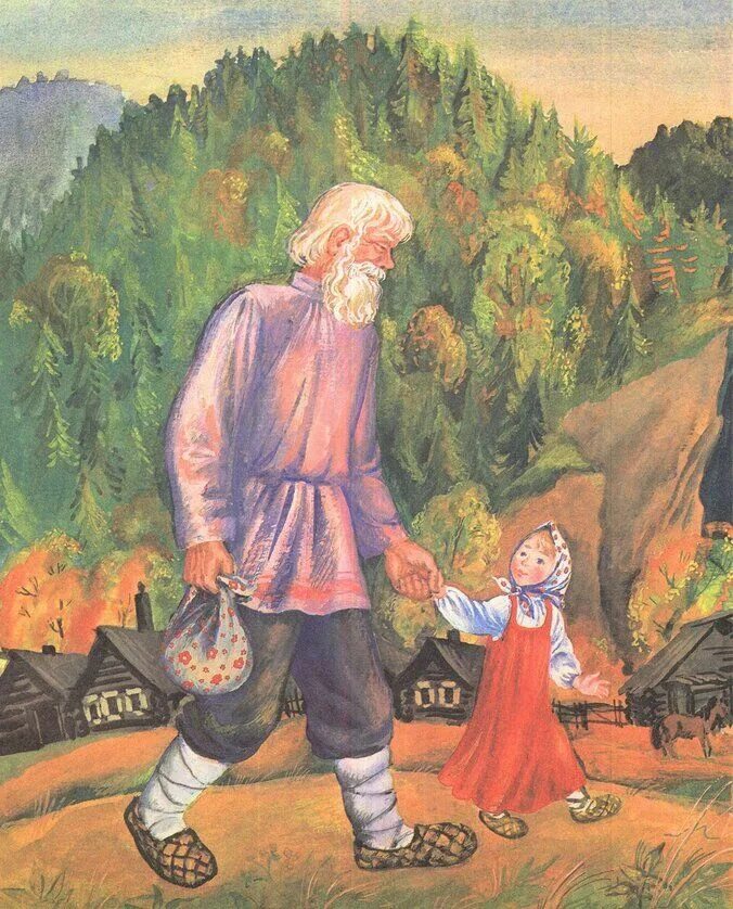 Что рассказал кокованя девочке о своих занятиях. Бажов кокованя и даренка. дед кокованя и дарёнка. бажов серебряное копытце кокованя. кокованя и даренка.